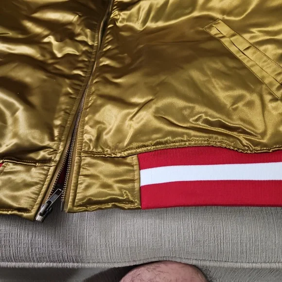 Mitchell and Ness Satin Gold San Francisco 49ers Heavyweight Jacket. XXL - Picture 15 of 16